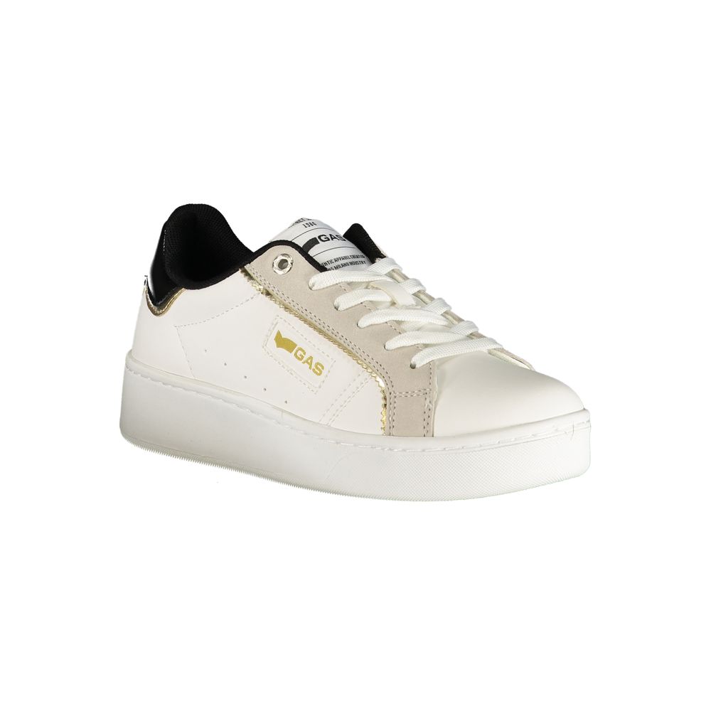 White Polyurethane Women Sneaker