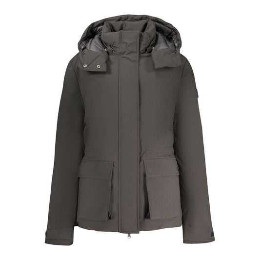 Black Polyester Women's Parka Jacket