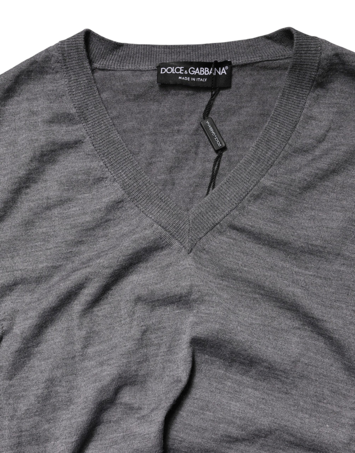 Gray Cashmere V-Neck Men Pullover Sweater