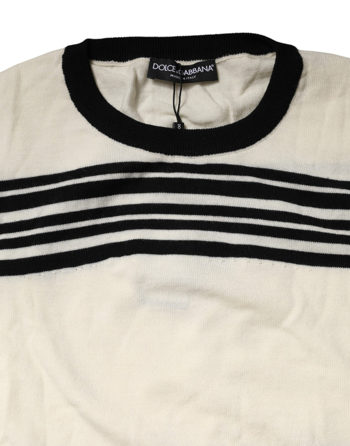 Black White Stripe CrewNeck Pullover Sweater