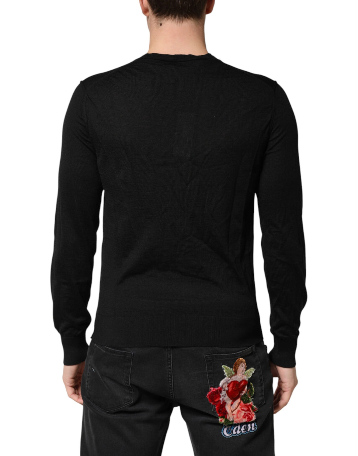Black Cashmere V-Neck Men Pullover Sweater