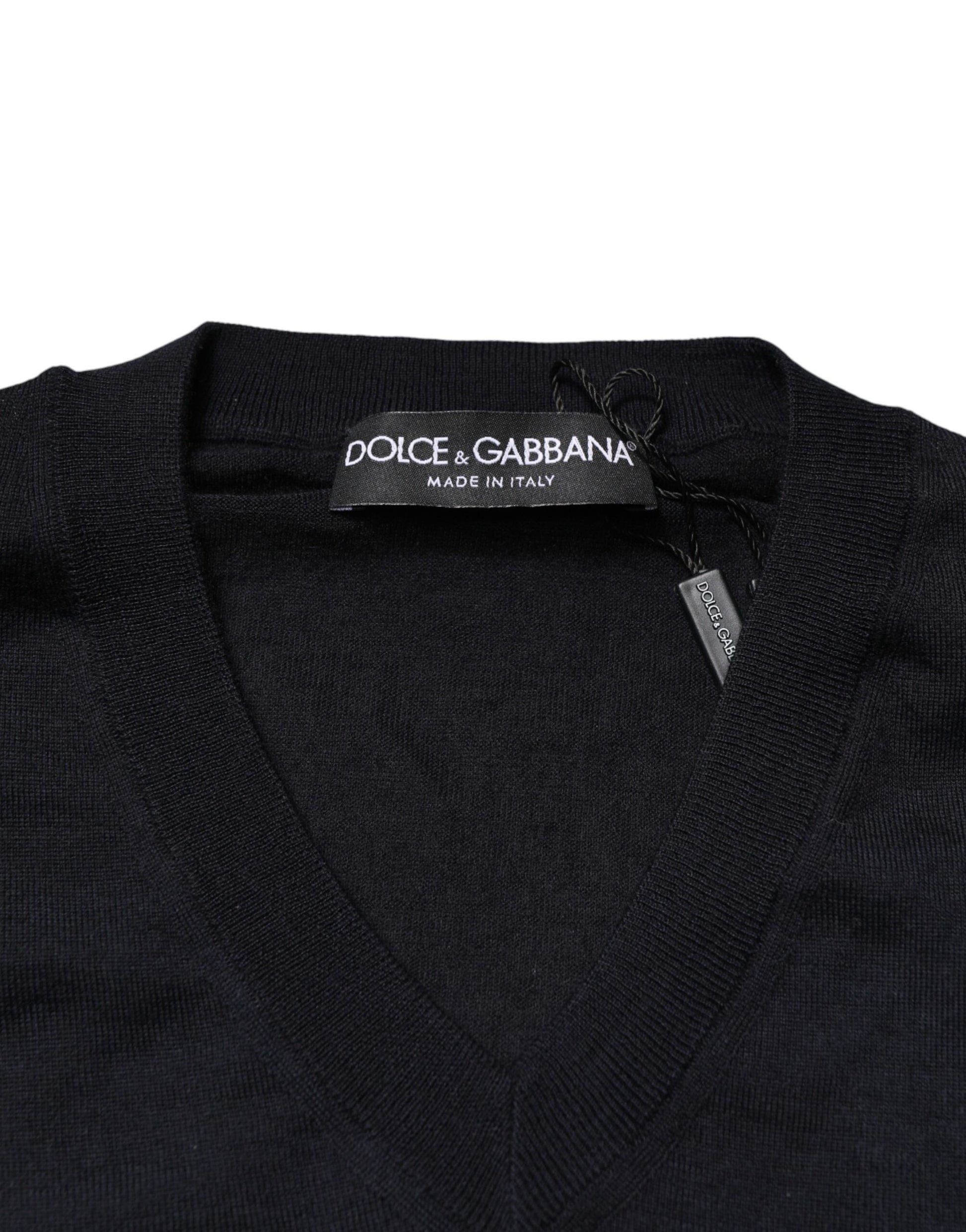 Black Cashmere V-Neck Men Pullover Sweater