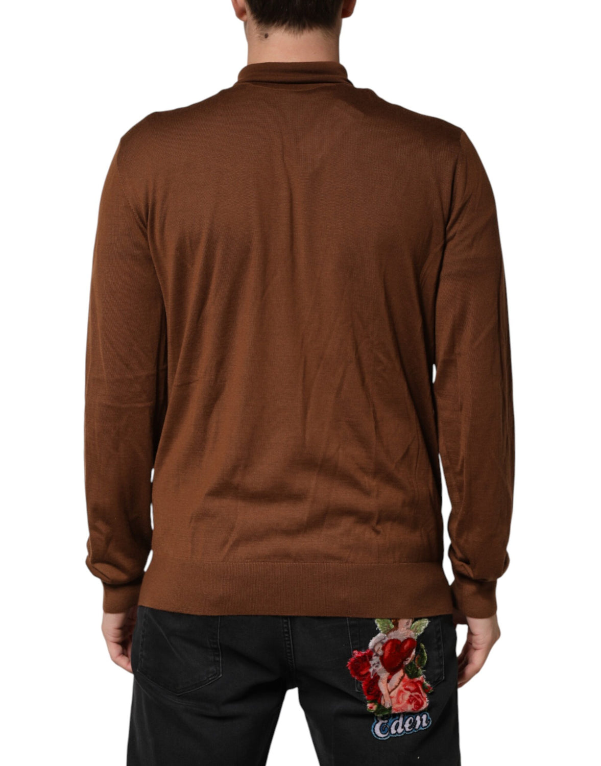 Brown Cashmere Turtle Neck Pullover Sweater