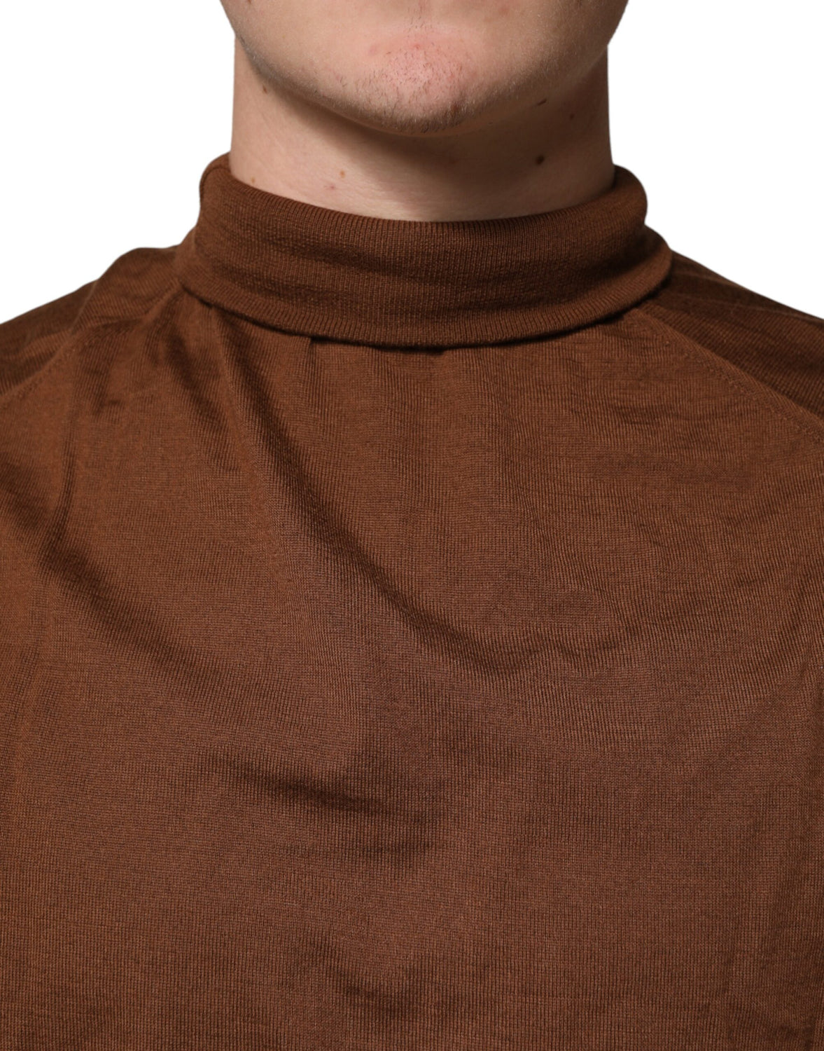 Brown Cashmere Turtle Neck Pullover Sweater