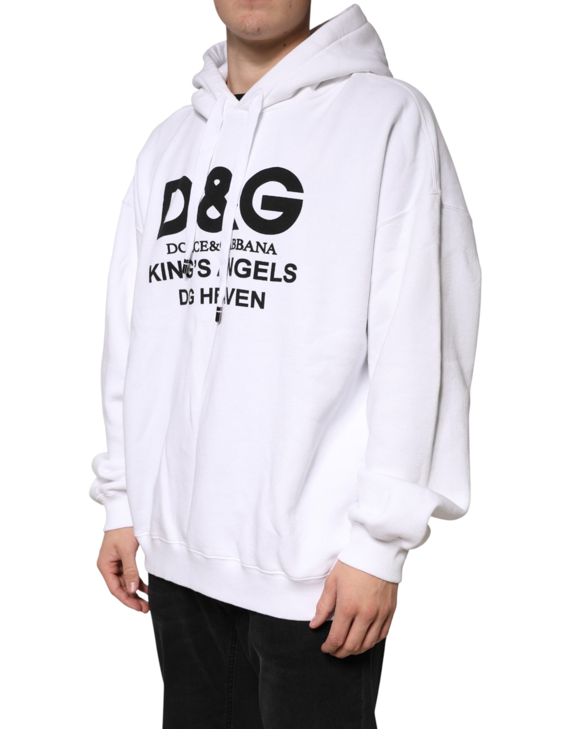 White Logo Cotton Hooded Sweatshirt  Sweater