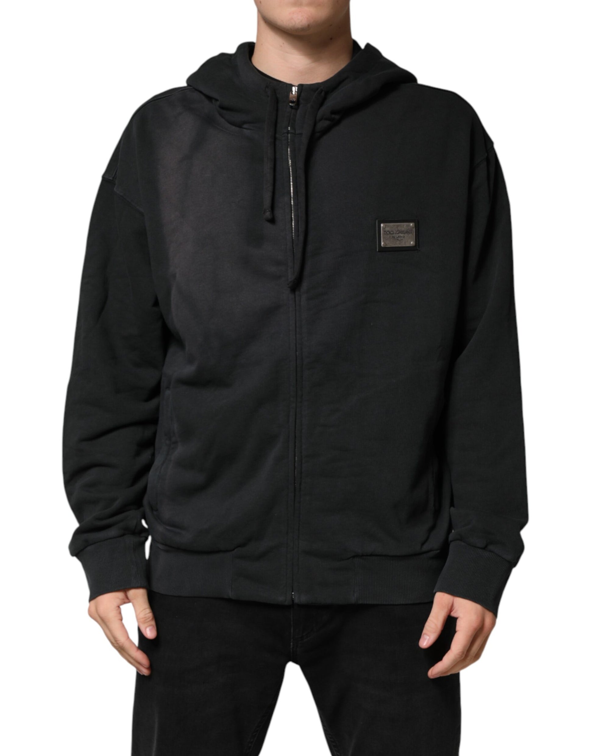 Black Logo Zipped Hooded Sweatshirt Sweater