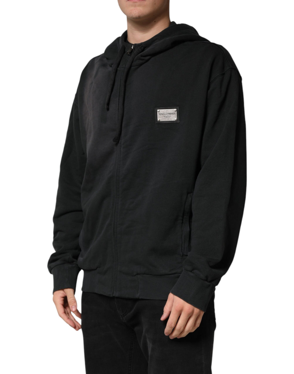 Black Logo Zipped Hooded Sweatshirt Sweater