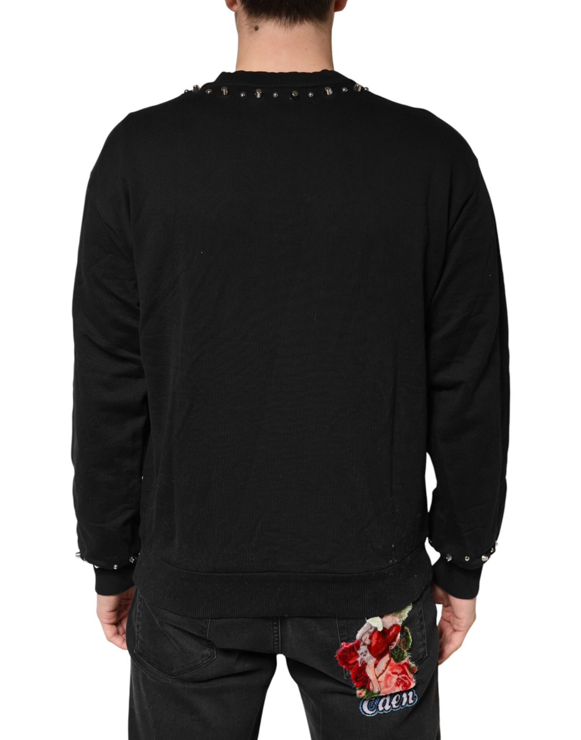 Black Logo Stud Pullover Sweatshirt Sweater