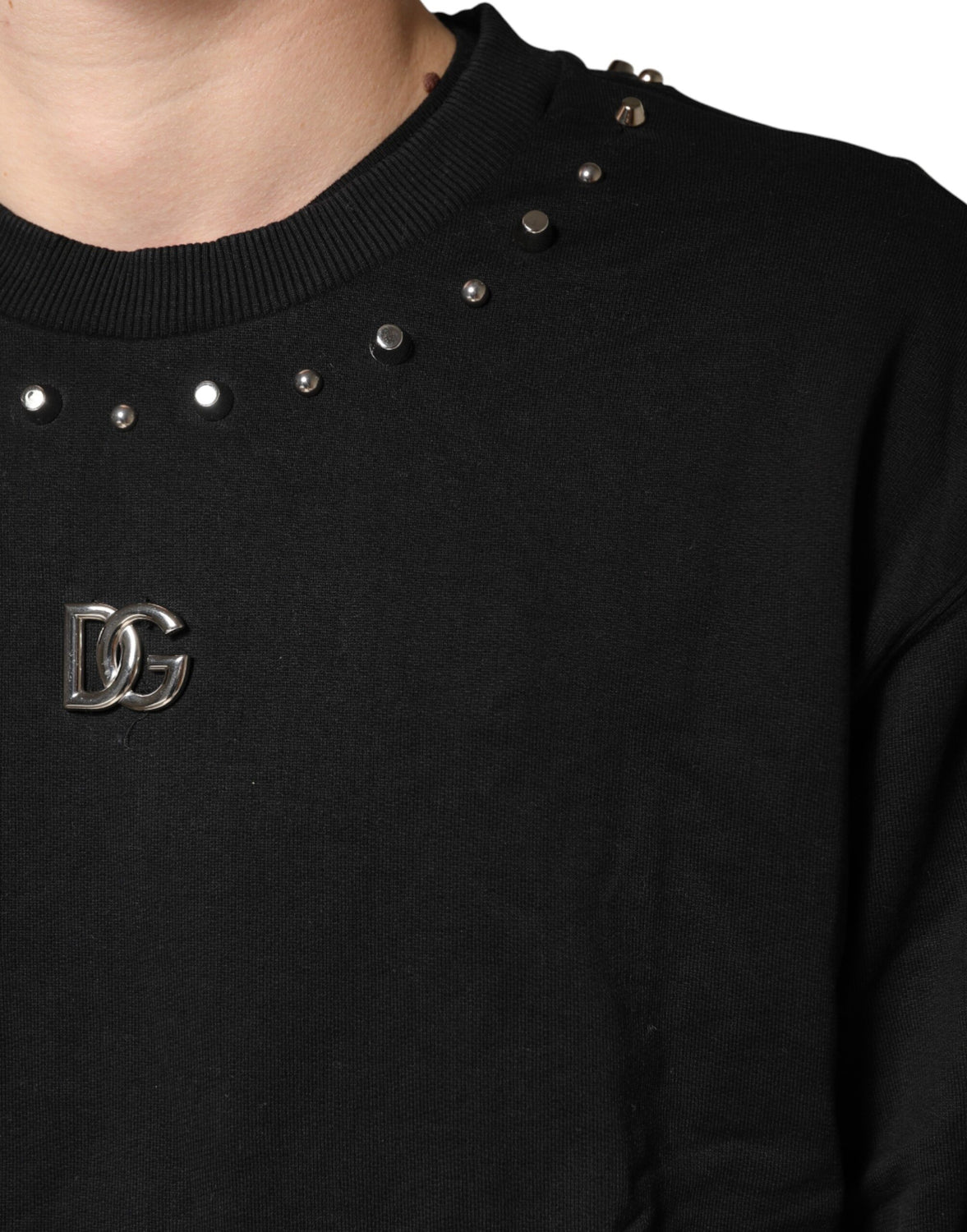 Black Logo Stud Pullover Sweatshirt Sweater