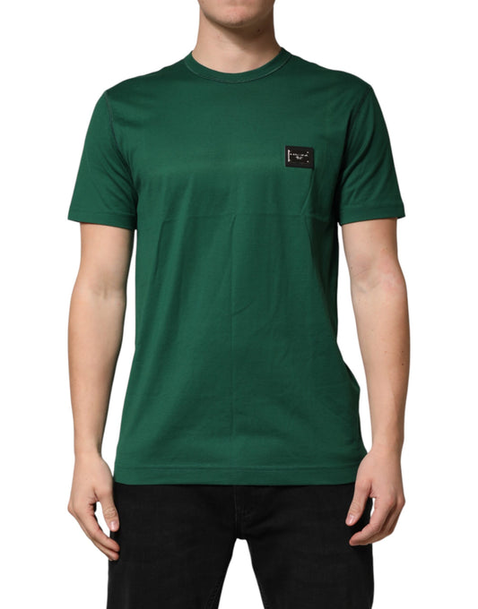Green Logo Plaque Cotton Crew Neck T-shirt