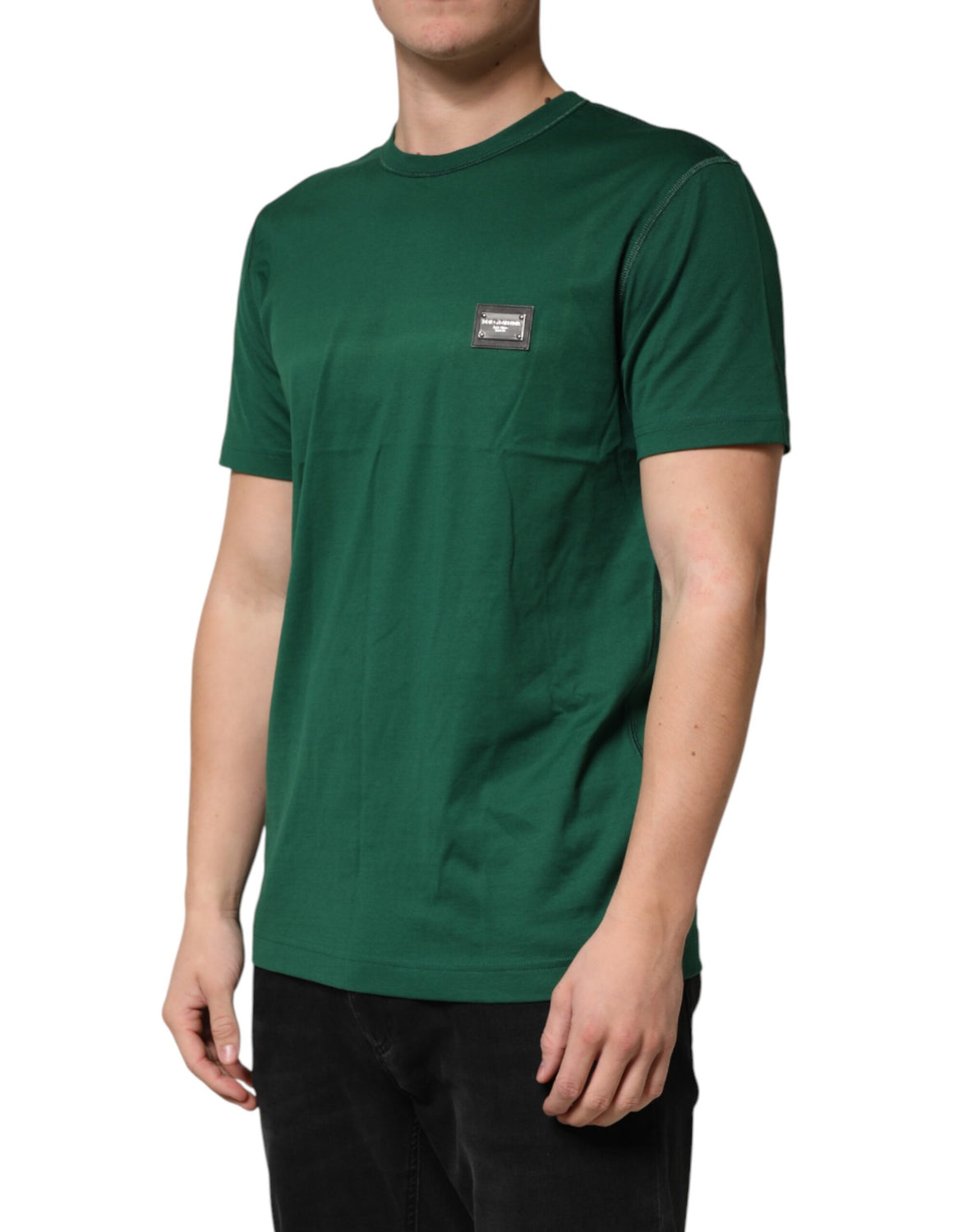 Green Logo Plaque Cotton Crew Neck T-shirt