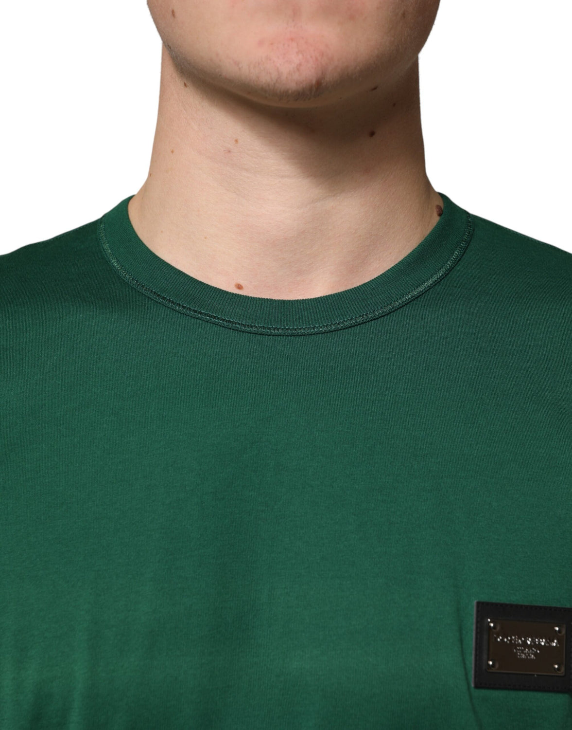 Green Logo Plaque Cotton Crew Neck T-shirt