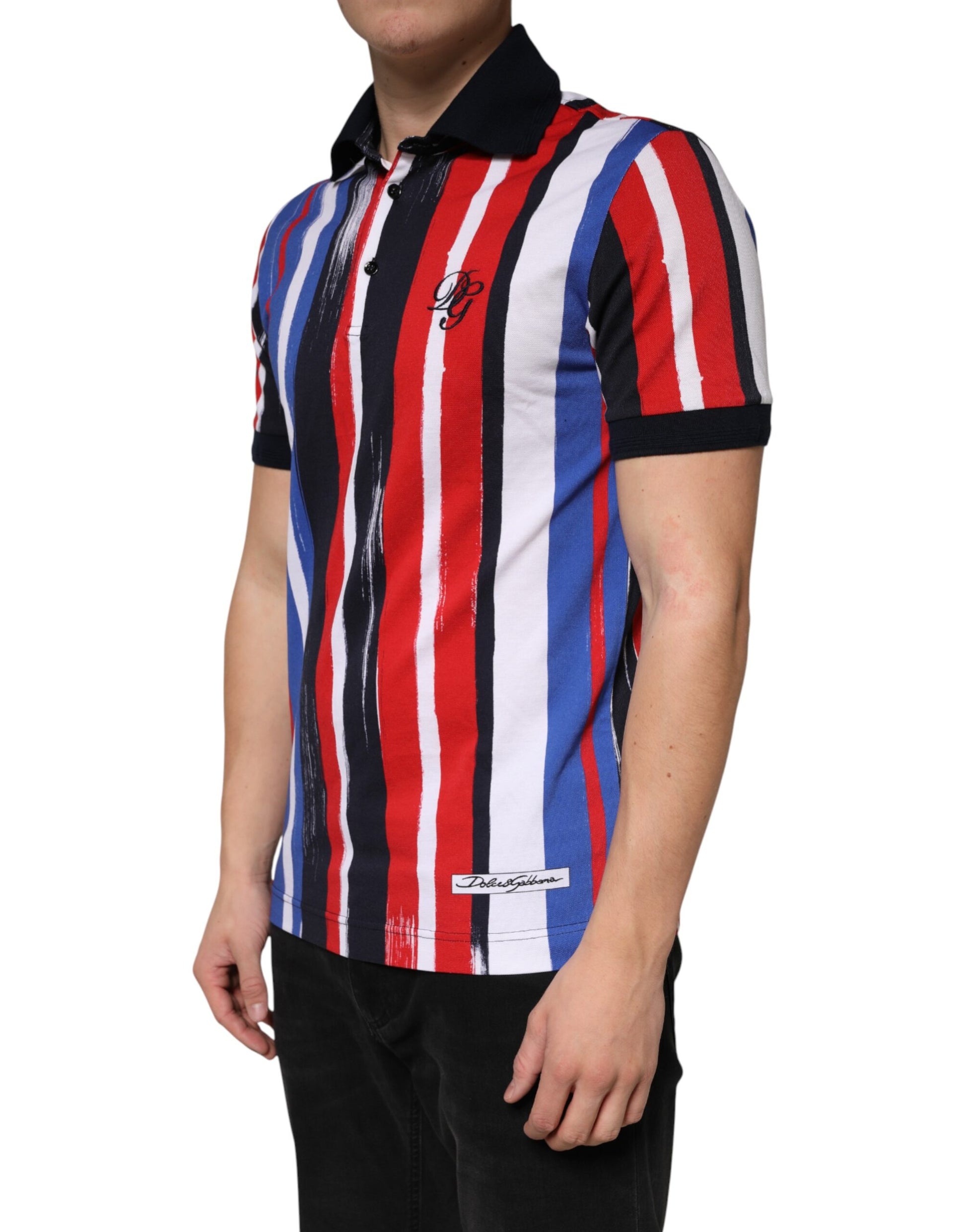 Multicolor Stripes Cotton Men Polo T-shirt