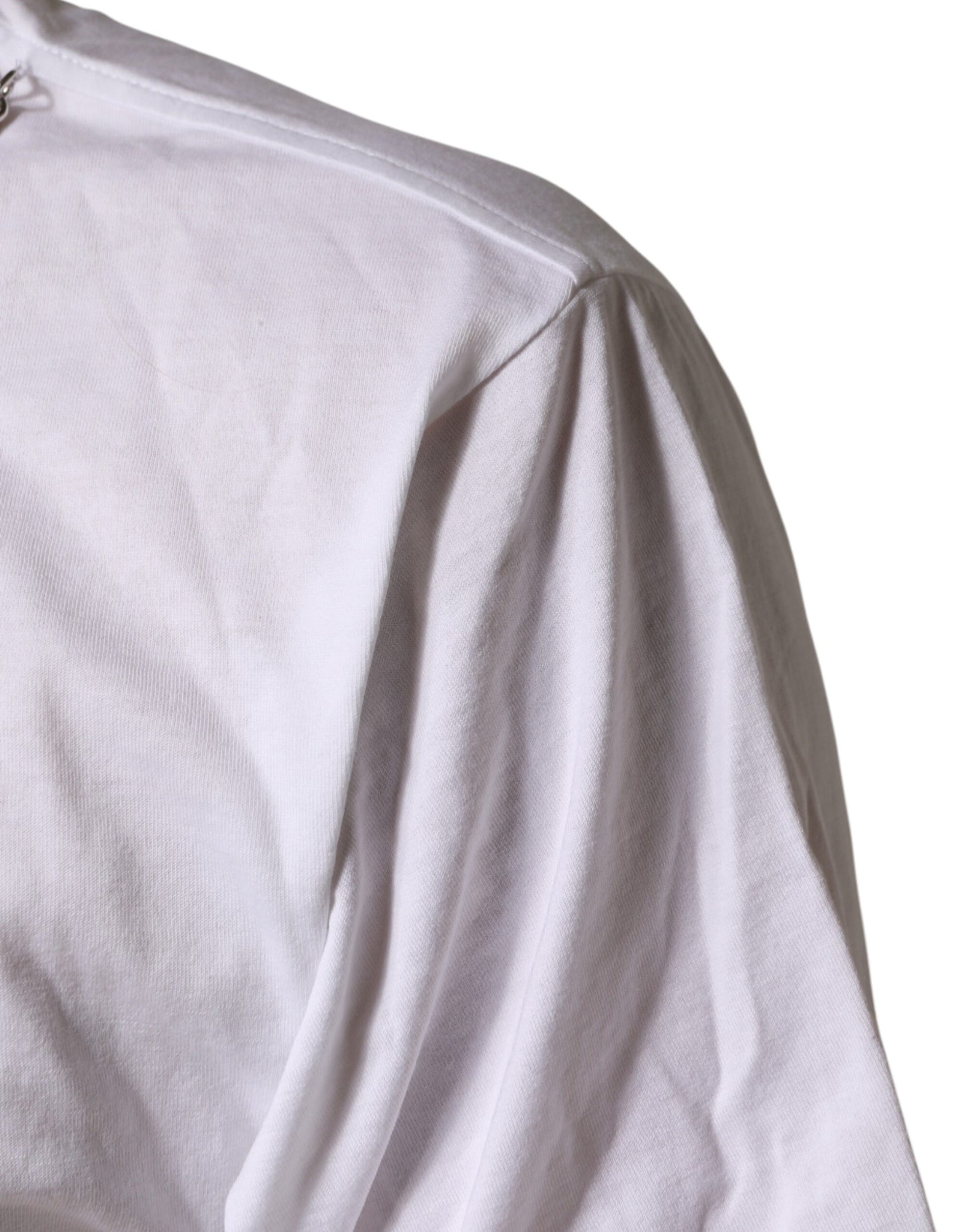 White Cotton Necklace Embellished T-shirt