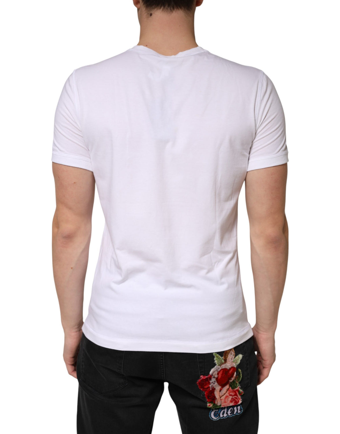 White Cotton Deep V-Neck Underwear Tee T-shirt