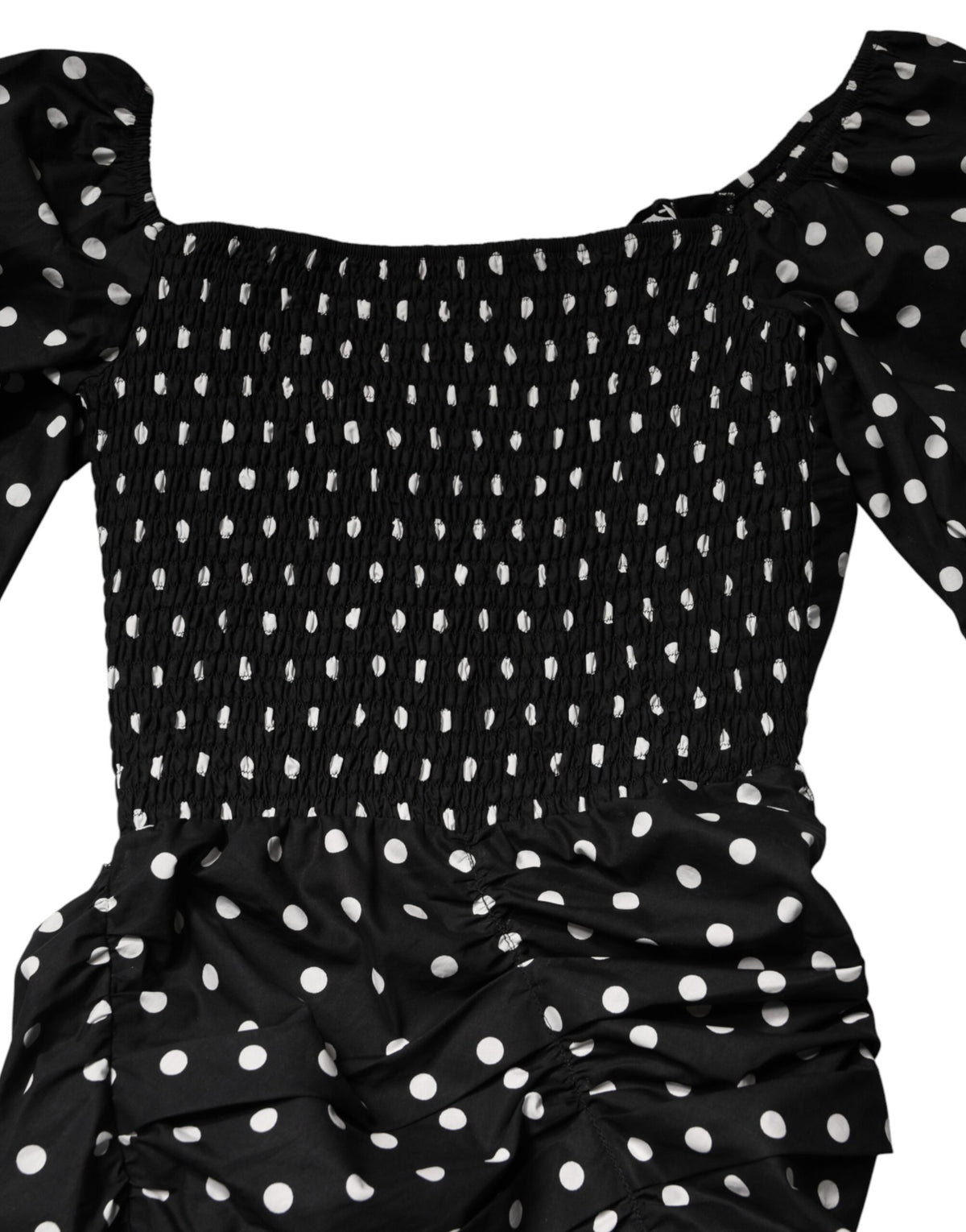 Black White Polka Dot Short Sleeves Mini Dress