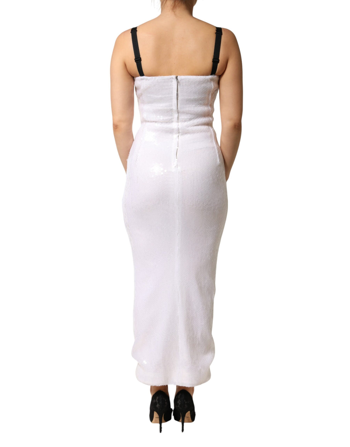 White Polyester Sleeveless Sheath Dress