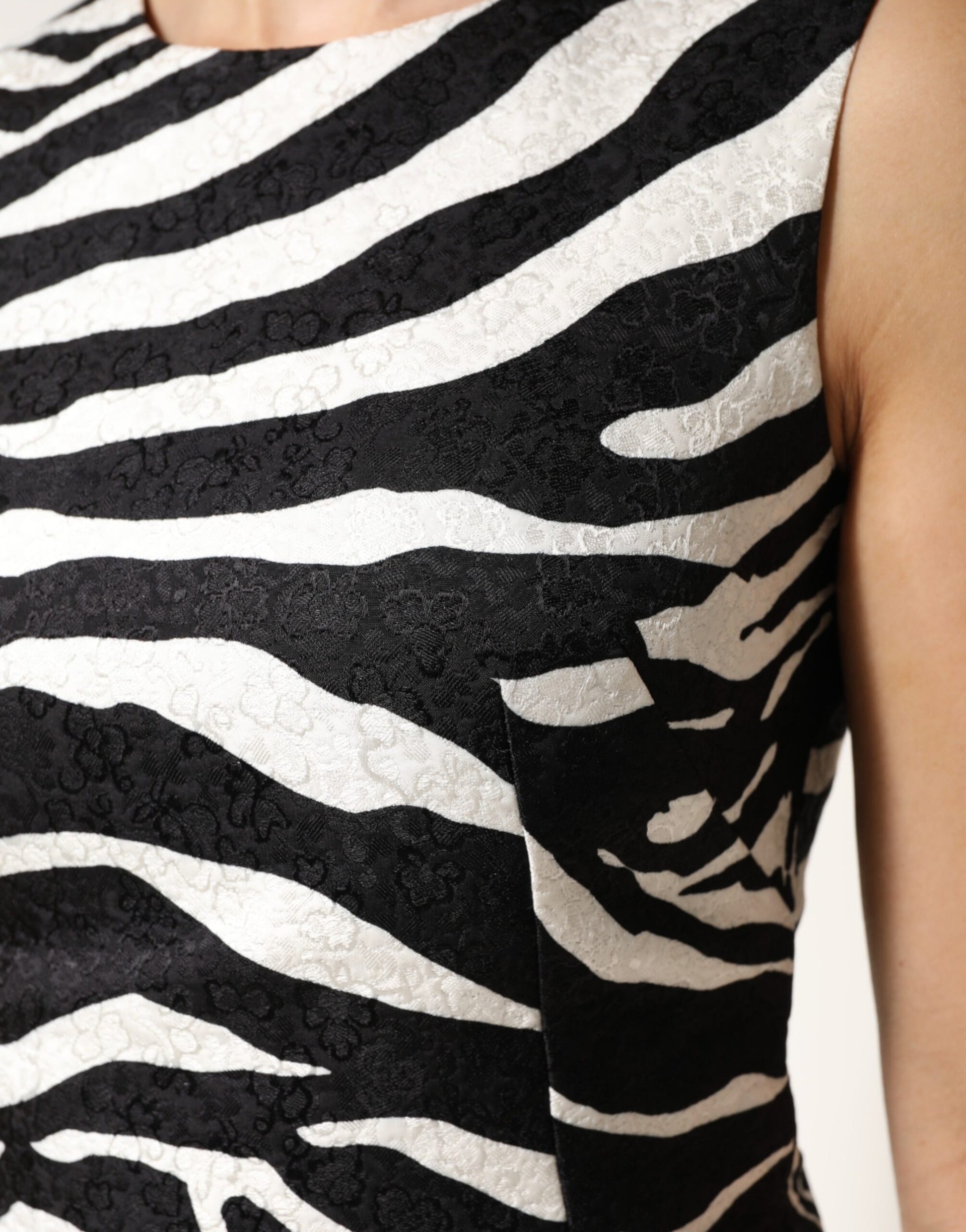 Black White Zebra Sleeveless A-line Dress