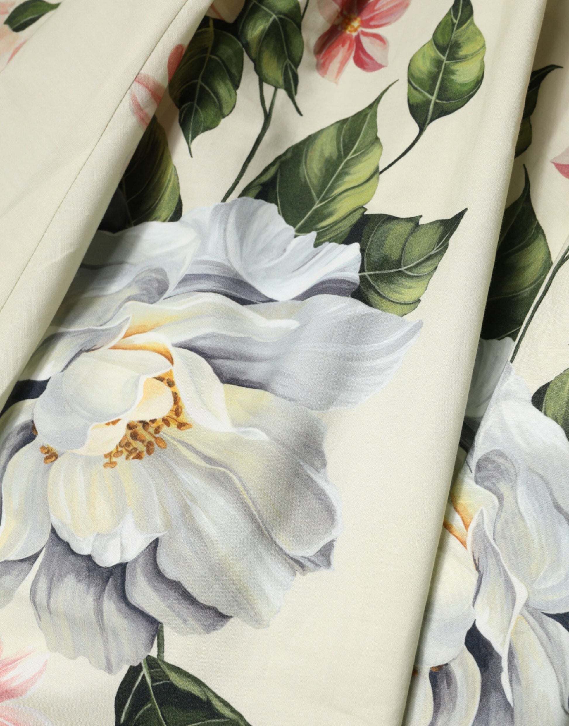 Beige Floral Sleeveless A-line Dress