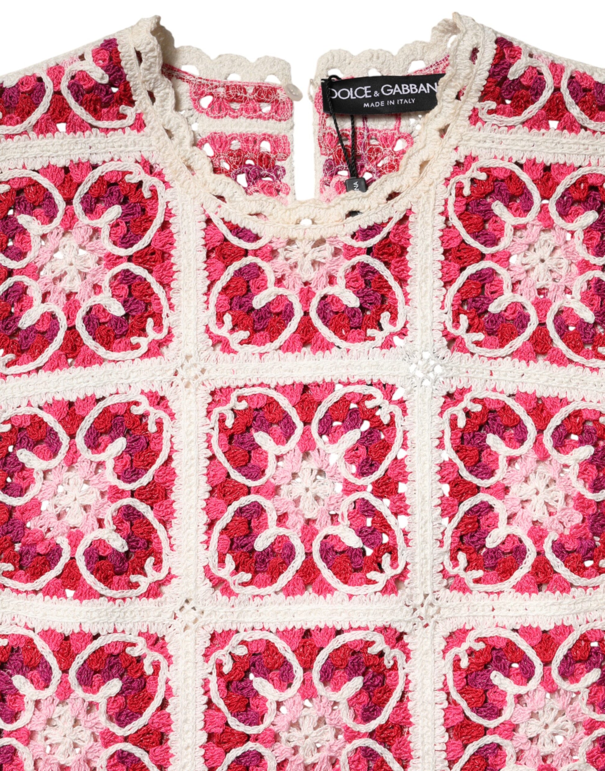 Multicolor Brick Stitched Crochet Mini Dress