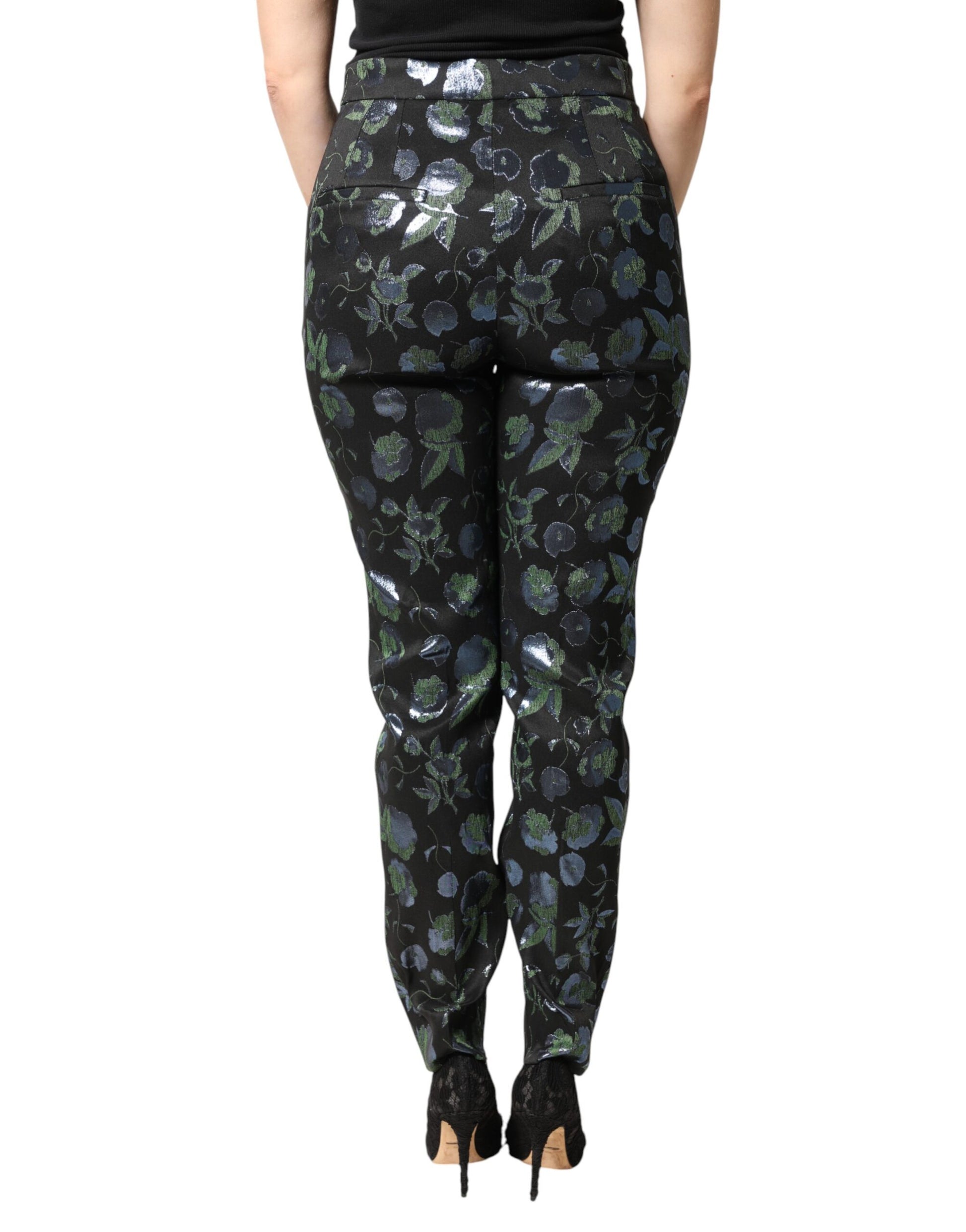 BlueGreen Floral Metallic Slim Trouser Pants