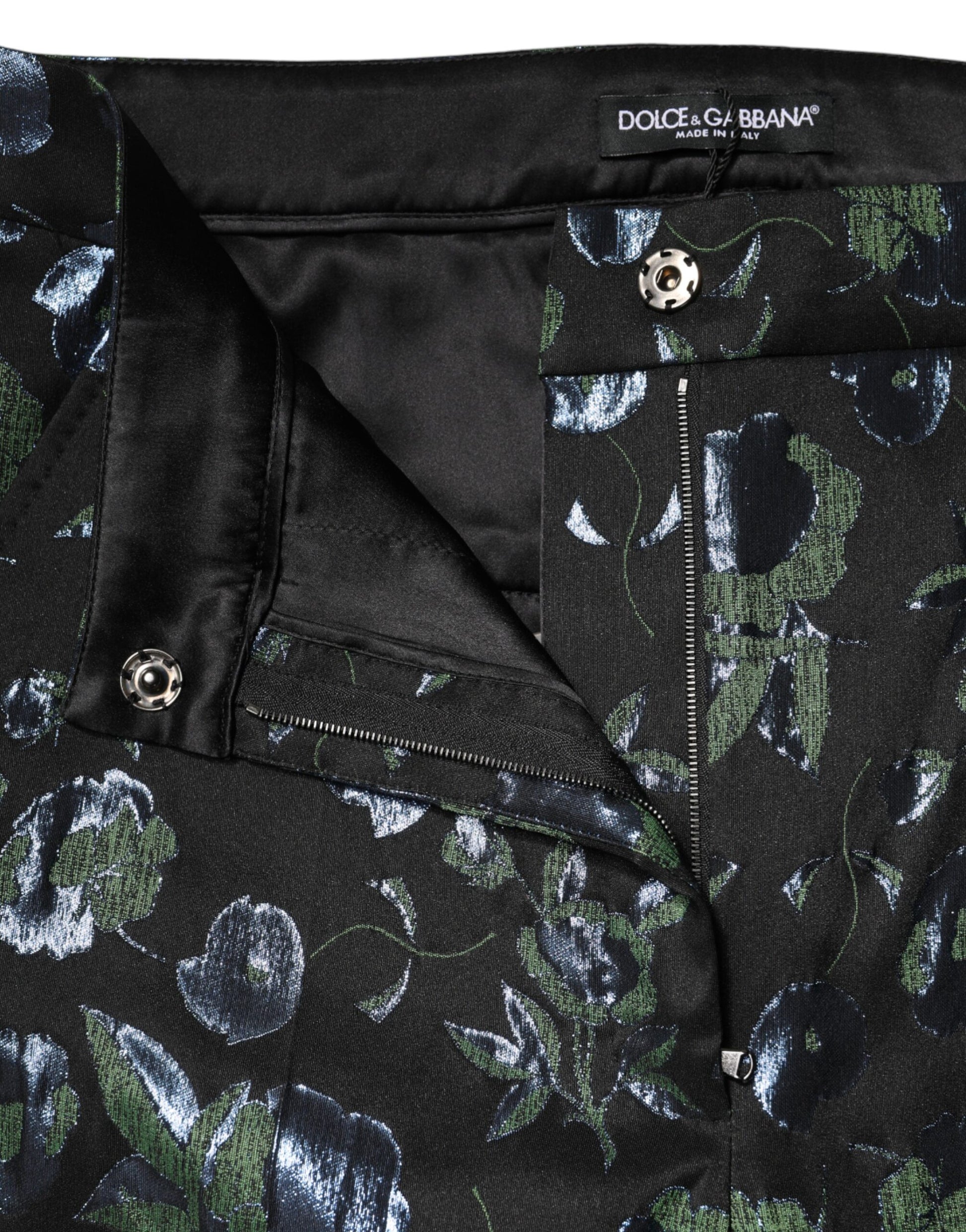 BlueGreen Floral Metallic Slim Trouser Pants