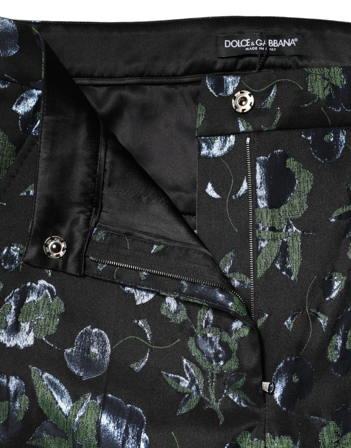 BlueGreen Floral Metallic Slim Trouser Pants