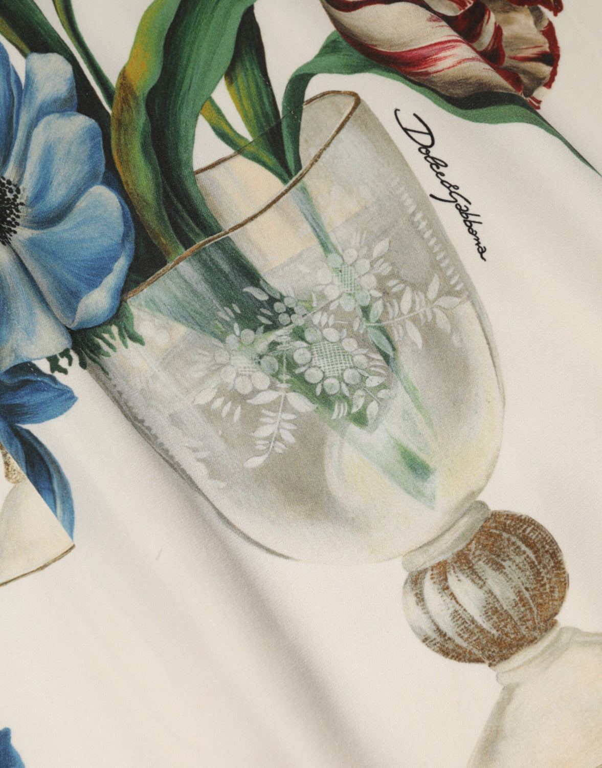 White Floral MidWaist Pencil Cut Midi Skirt