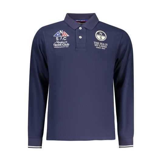 Blue Cotton Men Polo Shirt