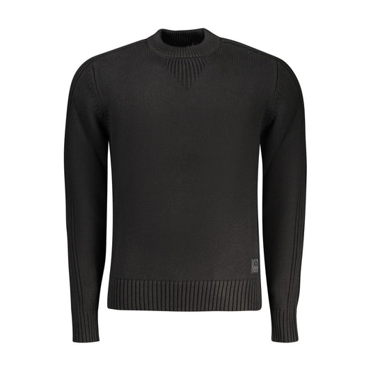 Black Cotton Men Sweater