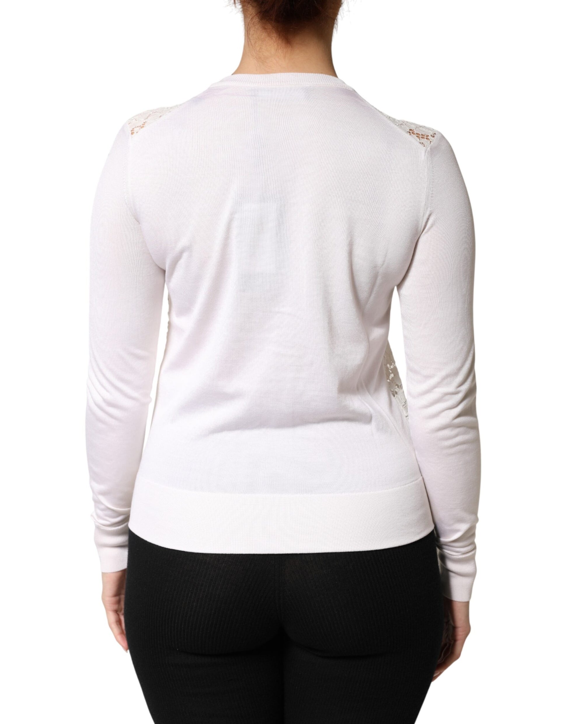 Cream Lace Knit Rose Button Cardigan Sweater