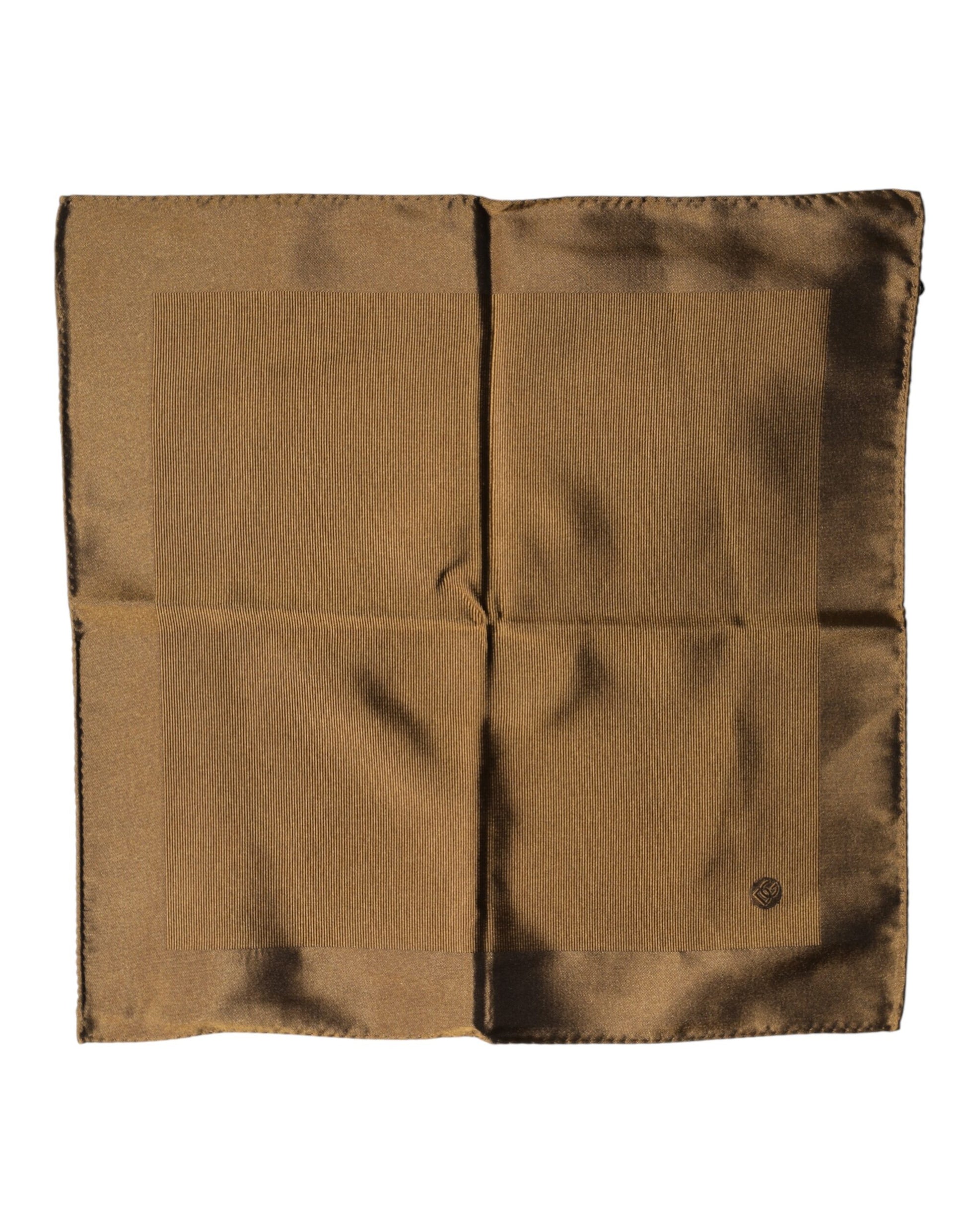 Brown Logo Silk Men Square Handkerchief Scarf