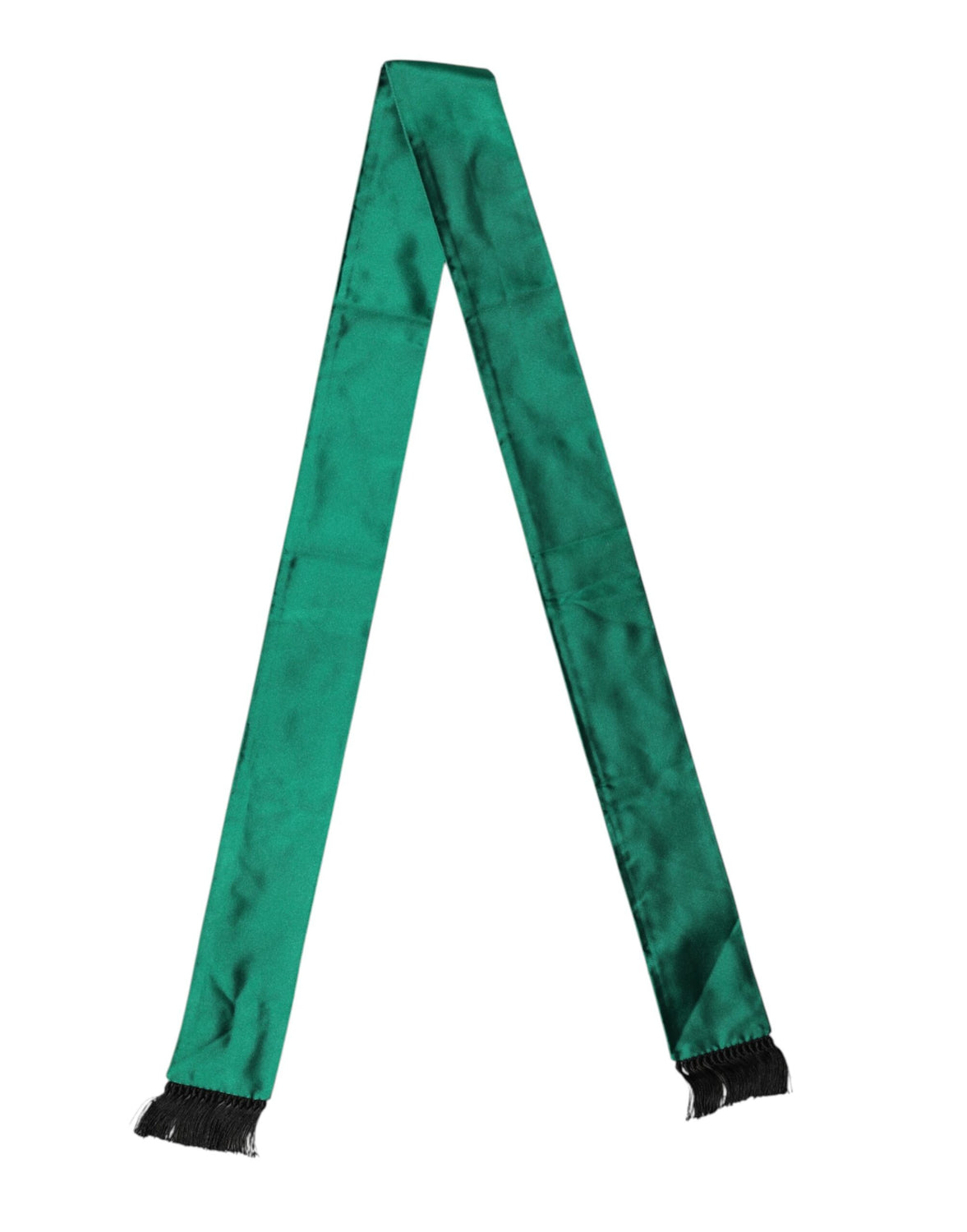 Green Silk Fringes Neck Wrap Foulard Scarf
