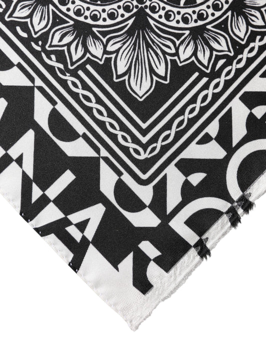 Black Bandana Print Silk Neck Foulard Scarf