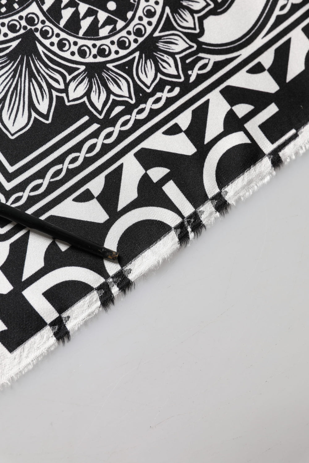 Black Bandana Print Silk Neck Foulard Scarf