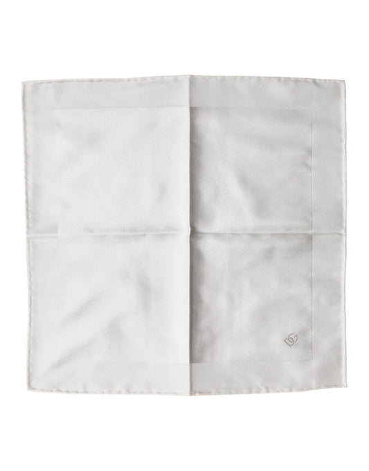 White Logo Silk Square Handkerchief Scarf