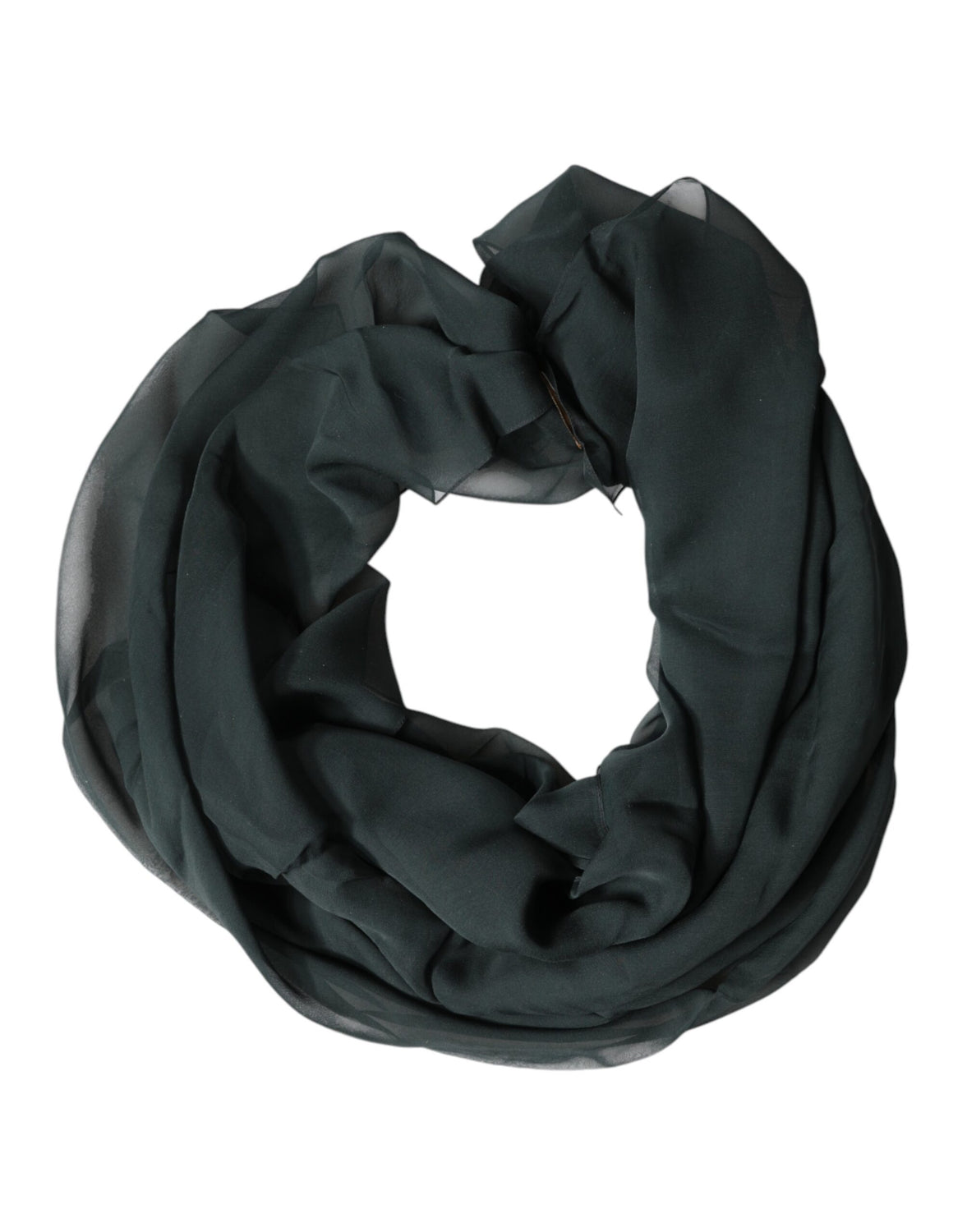 Dark Green Silk Neck Wrap Foulard  Scarf
