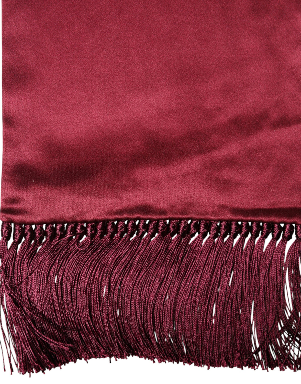Red Satin Silk Fringes Neck Foulard Scarf