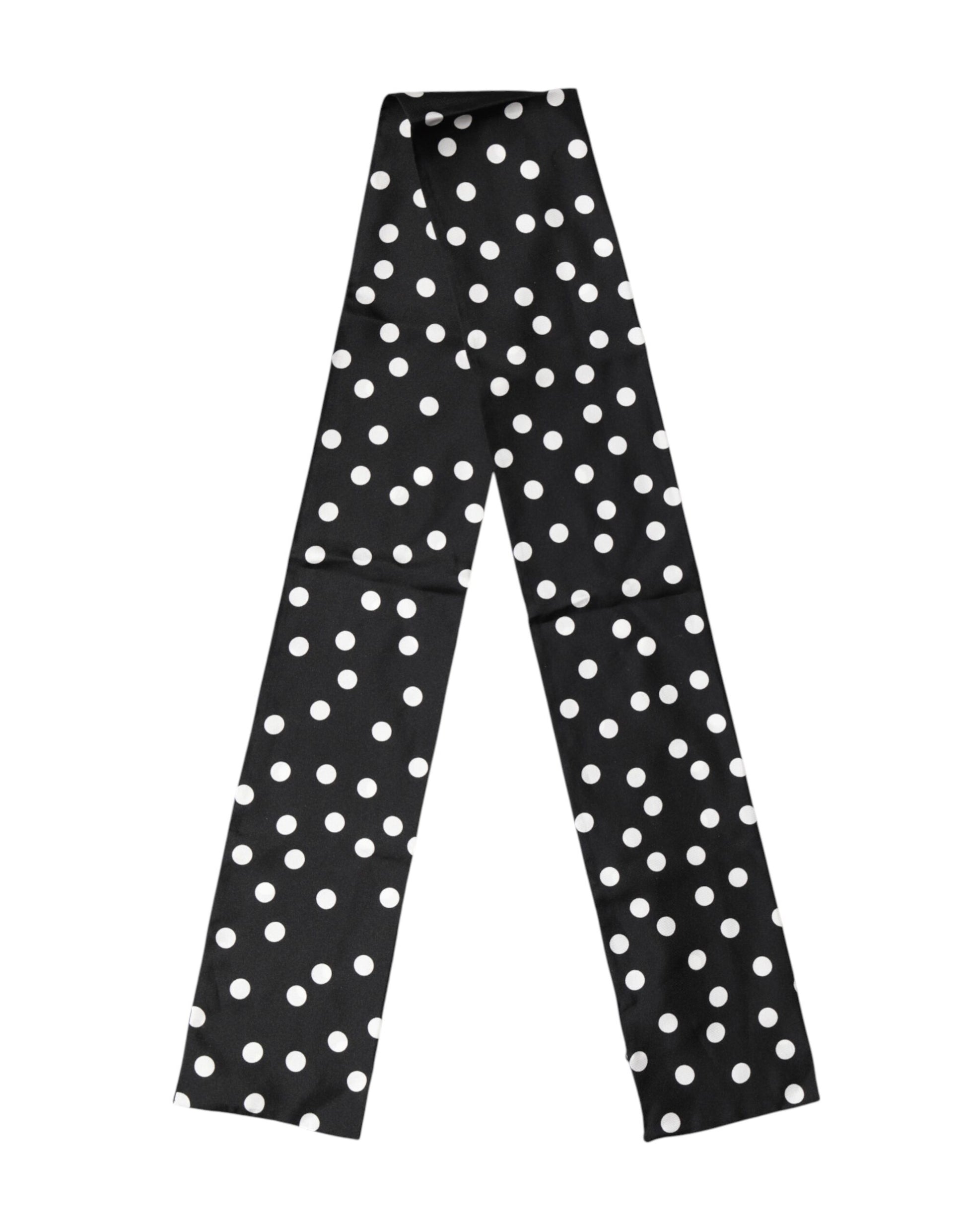 Scarf Black Polka Dot Silk Neck Wrap Foulard