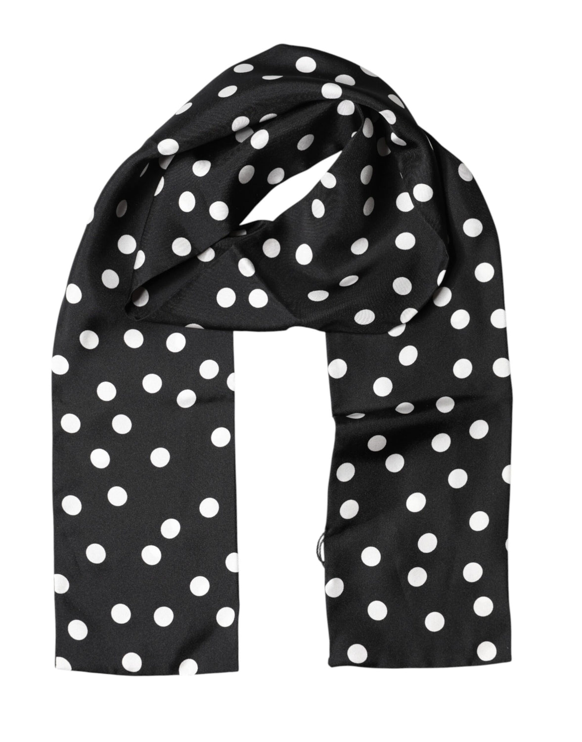 Scarf Black Polka Dot Silk Neck Wrap Foulard