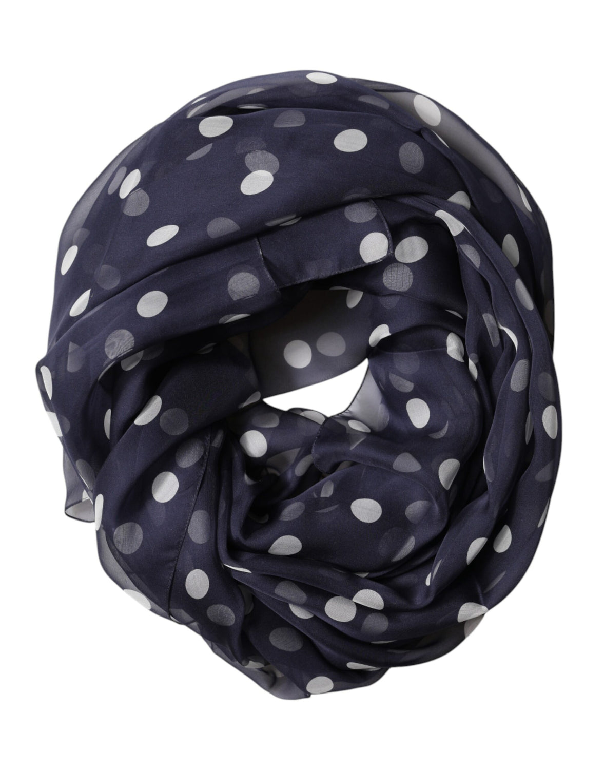 Blue Polka Dot Silk Neck Wrap Shawl 205cm x 132cm Scarf