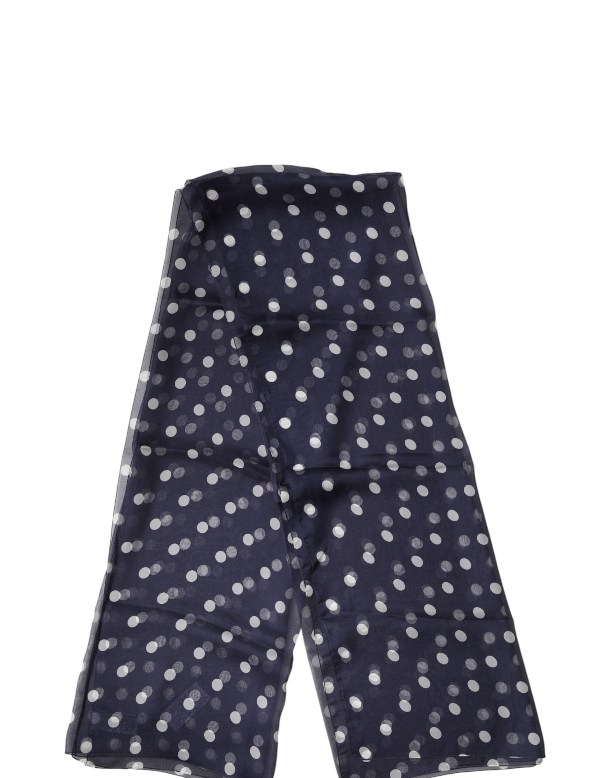 Blue Polka Dot Silk Neck Wrap Shawl 205cm x 132cm Scarf