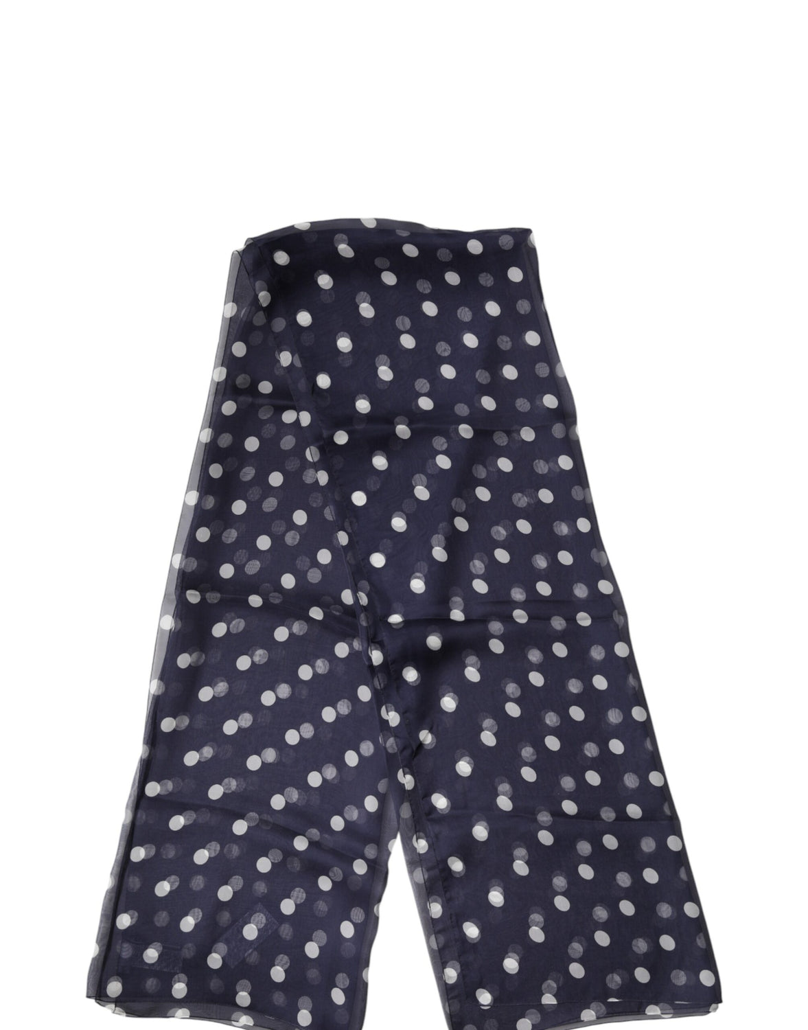 Blue Polka Dot Silk Neck Wrap Shawl 205cm x 132cm Scarf