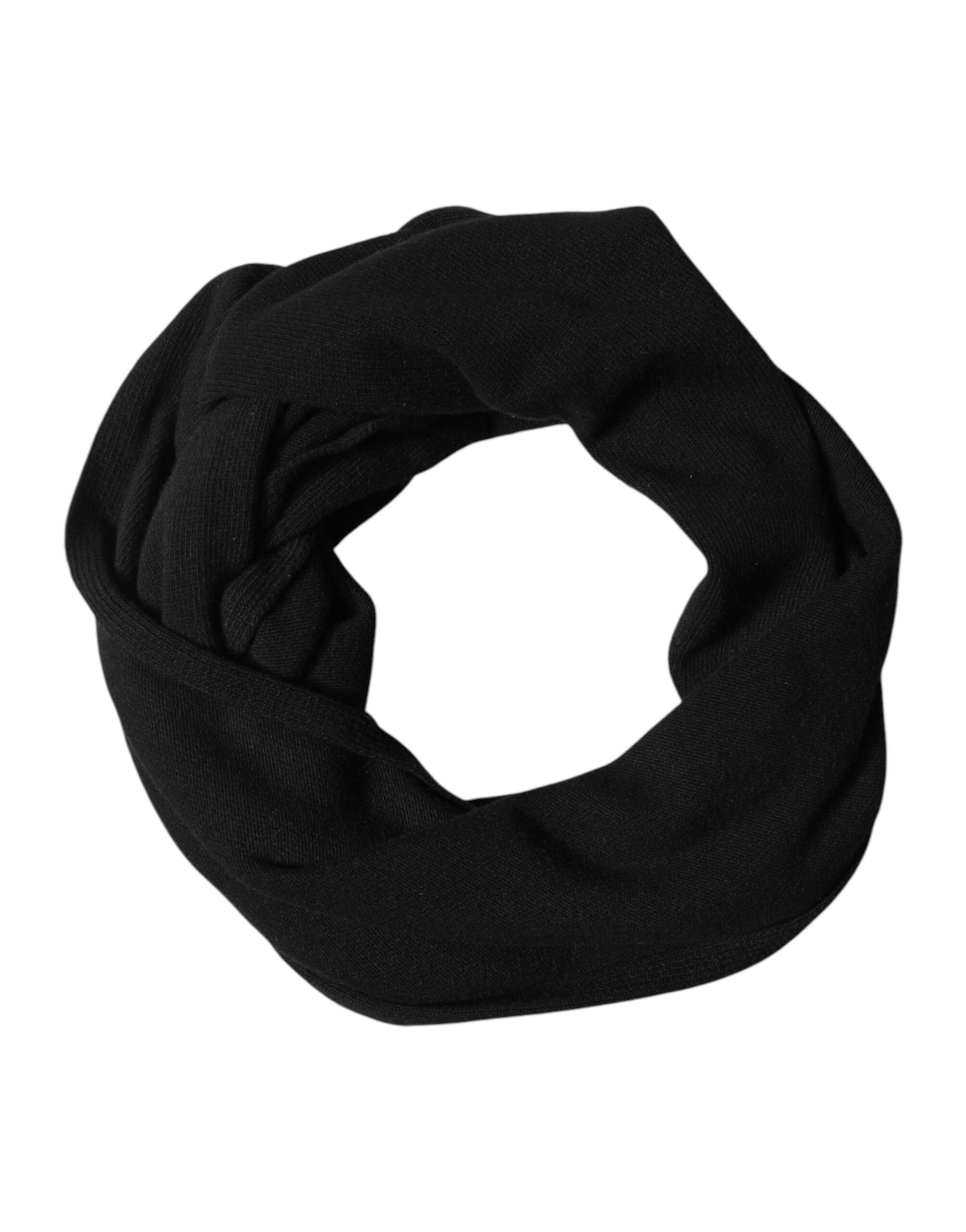 Black Wool Knit Neck Wrap Shawl Men Scarf