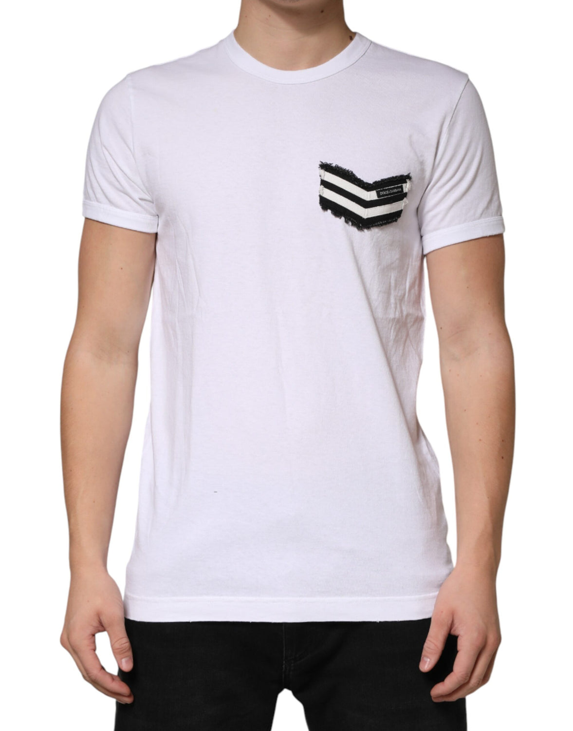White Stripes Cotton Crew Neck Tee  T-shirt