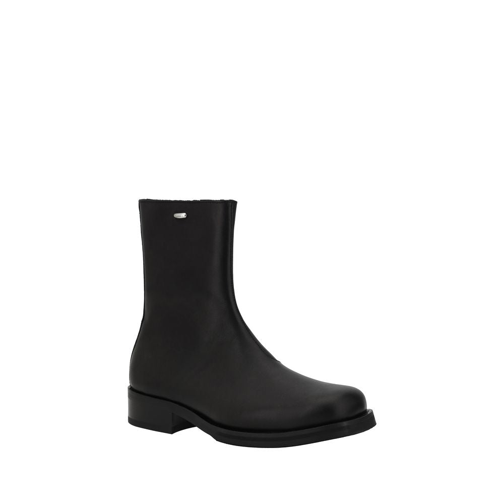 Black Calf Leather Bos Taurus Ankle Boots