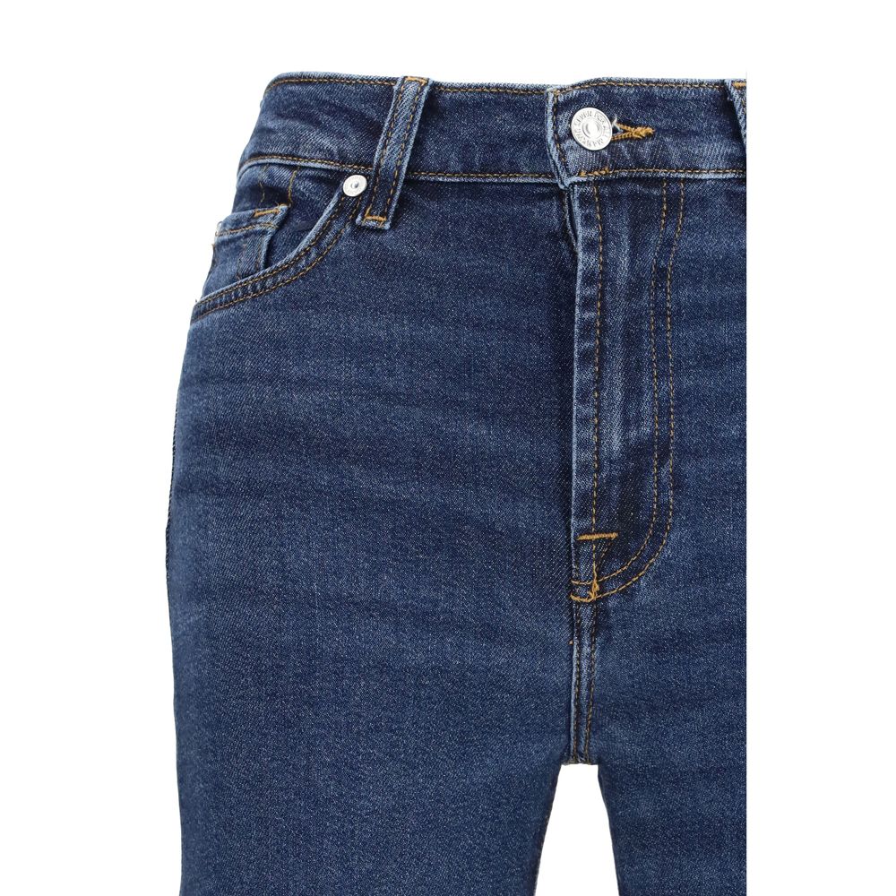 Blue Cotton Flared Jeans