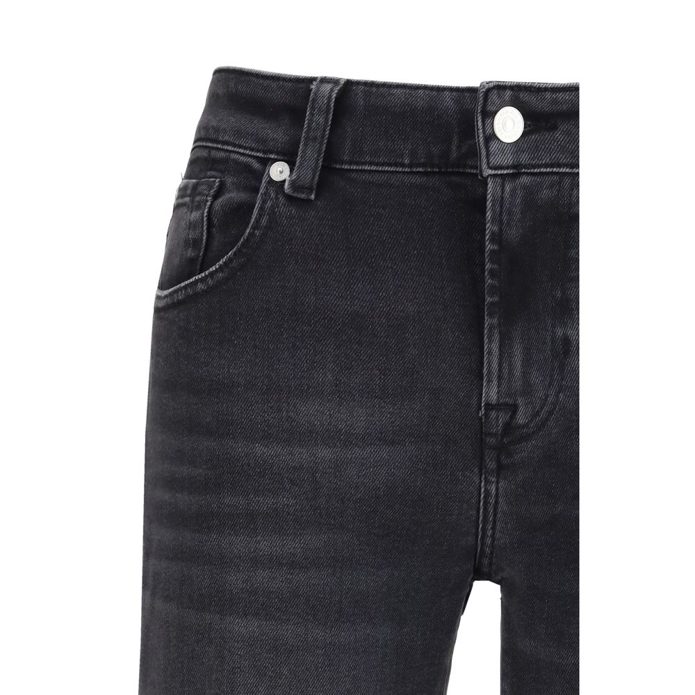 Black Cotton Straight-Leg Jeans