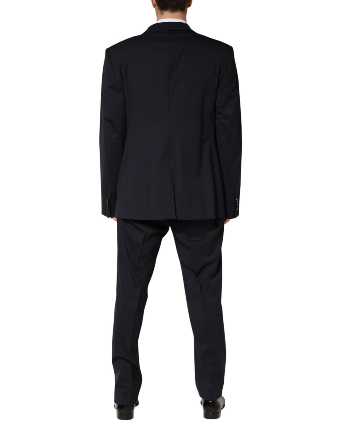 Blue Wool Double Breasted 2 Piece Men Suit