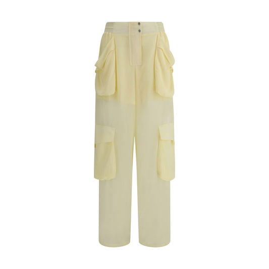Yellow Polyester Cargo Pants